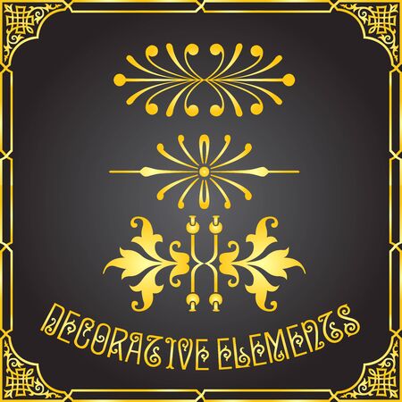 Decorative floral design elements and vector ornamentsのイラスト素材
