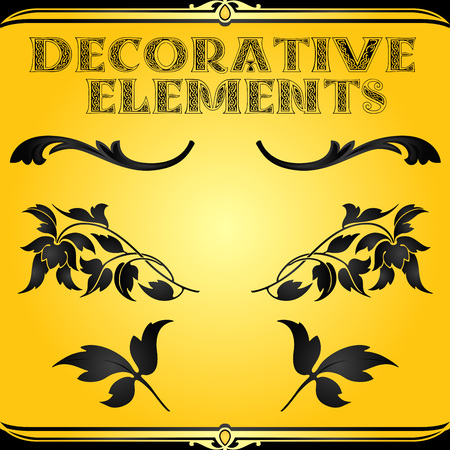 Decorative floral design elements and vector ornamentsのイラスト素材