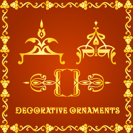 Decorative floral design elements and vector ornamentsのイラスト素材