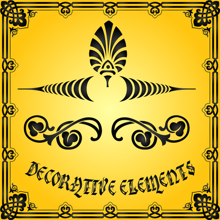 Decorative floral design elements and vector ornamentsのイラスト素材