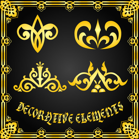 Decorative floral design elements and vector ornamentsのイラスト素材