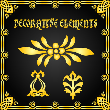 Decorative floral design elements and vector ornamentsのイラスト素材