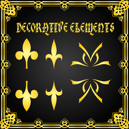 Decorative floral design elements and vector ornamentsのイラスト素材