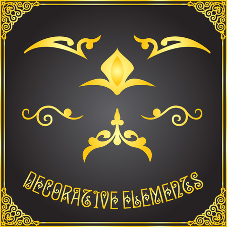 Decorative floral design elements and vector ornamentsのイラスト素材