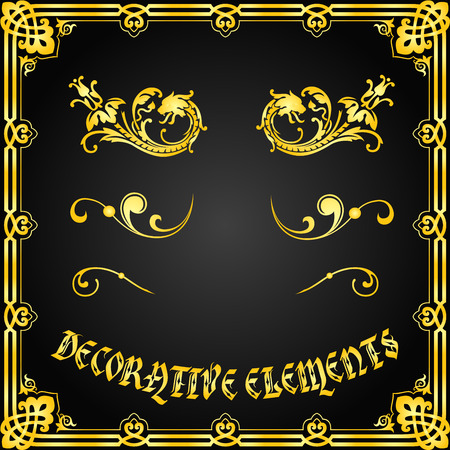 Decorative floral design elements and vector ornamentsのイラスト素材