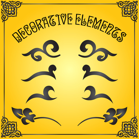 Decorative floral design elements and vector ornamentsのイラスト素材
