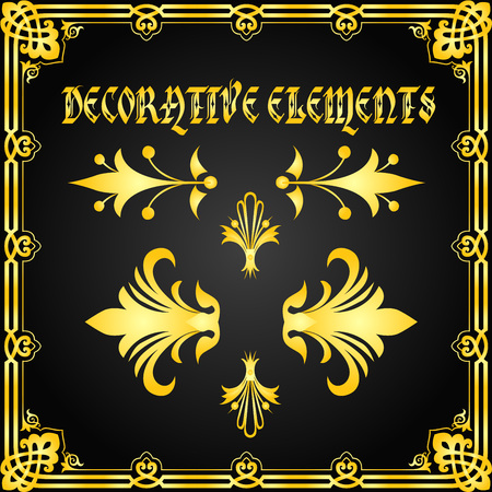 Decorative floral design elements and vector ornamentsのイラスト素材