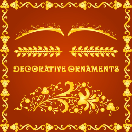 Decorative floral design elements and vector ornamentsのイラスト素材