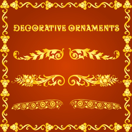 Decorative floral design elements and vector ornamentsのイラスト素材