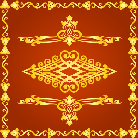 Decorative floral design elements and vector ornamentsのイラスト素材