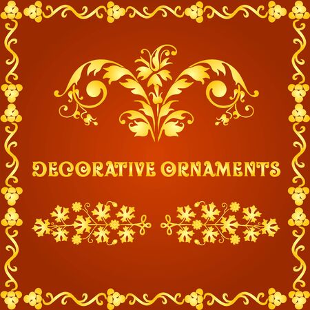 Decorative floral design elements and vector ornamentsのイラスト素材