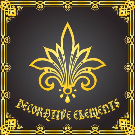 Decorative floral design elements and vector ornamentsのイラスト素材