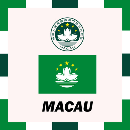 Official ensigns, flag and coat of arm of Macauのイラスト素材