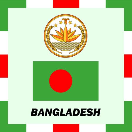 Official ensigns, flag and coat of arm of Bangladeshのイラスト素材