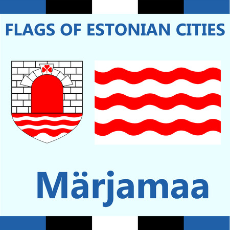 Flag of Estonian city Marjamaaのイラスト素材