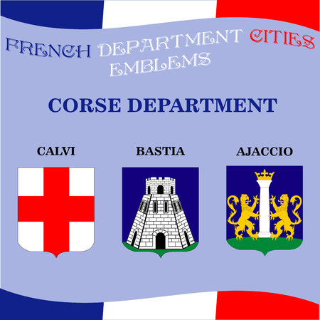 Official emblems of cities of French department Corseのイラスト素材