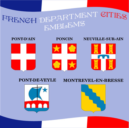 Official emblems of cities of French department Ainのイラスト素材