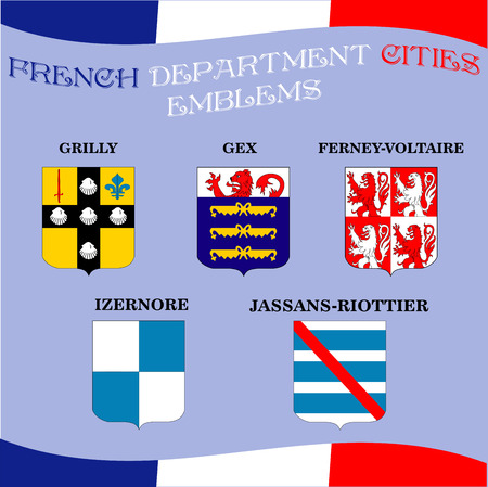 Official emblems of cities of French department Ainのイラスト素材