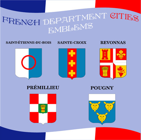 Official emblems of cities of French department Ainのイラスト素材