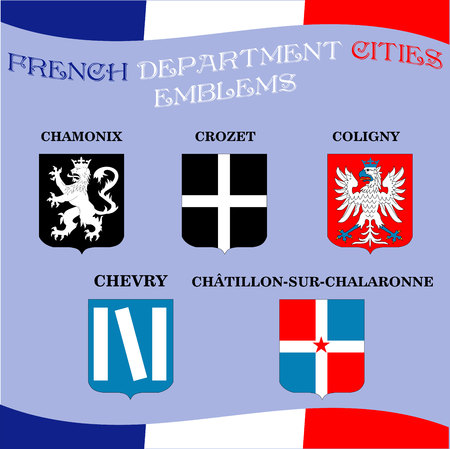 Official emblems of cities of French department Ainのイラスト素材