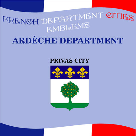Official emblems of cities of French department Ardecheのイラスト素材