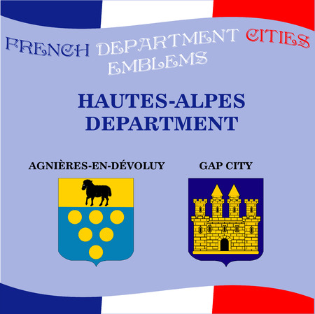 Official emblems of cities of French department Hautes Alpesのイラスト素材