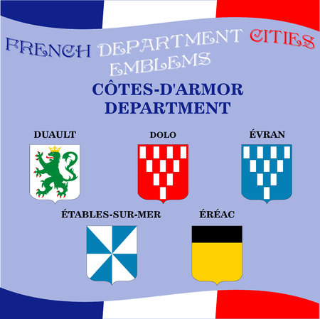 Official emblems of cities of French department Cotes D Armorのイラスト素材