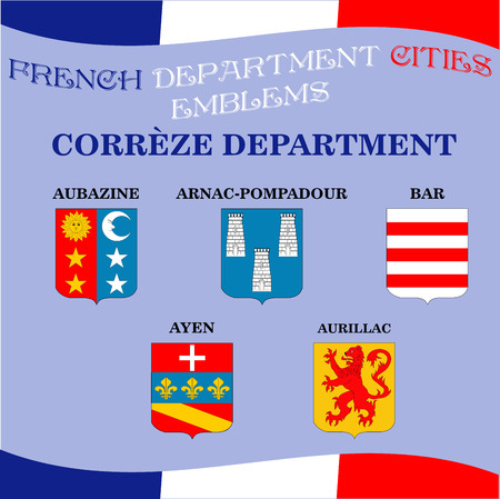 Official emblems of cities of French department Correzeのイラスト素材