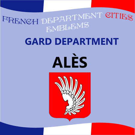 Flags and emblems of French department cities. Cities of Department GARDのイラスト素材
