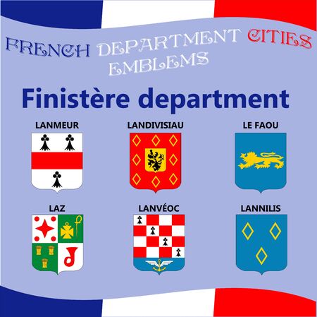 Flags and emblems of French department cities.のイラスト素材