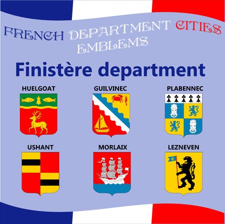 Flags and emblems of French department cities.のイラスト素材