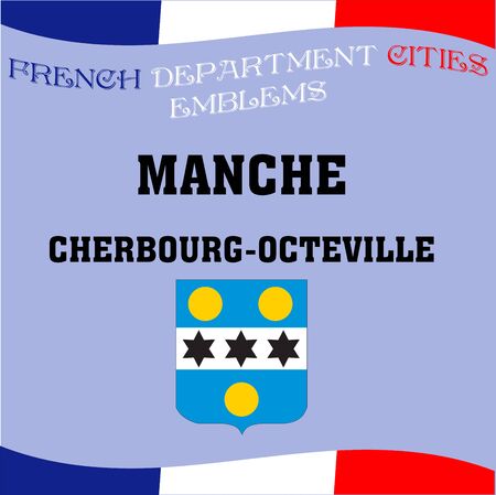 Flags and emblems of French department cities.のイラスト素材