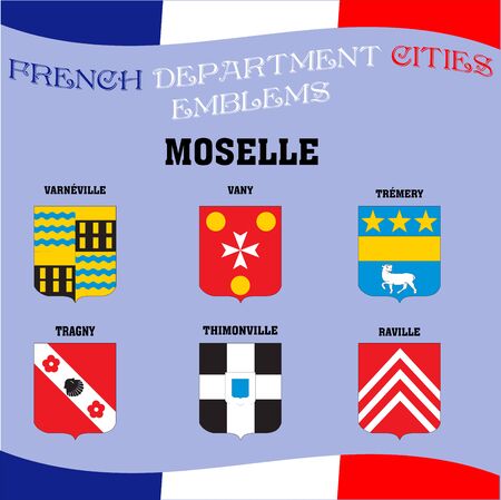 Flags and emblems of French department cities.のイラスト素材
