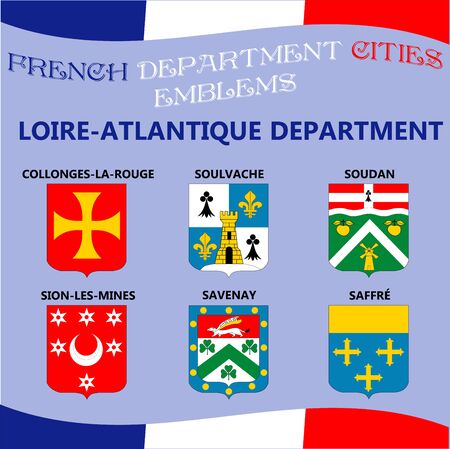 Flags and emblems of French department cities.のイラスト素材