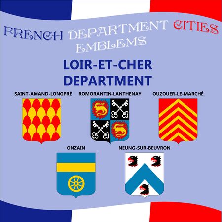 Flags and emblems of French department cities.のイラスト素材