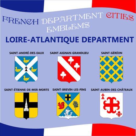 Flags and emblems of French department cities.のイラスト素材