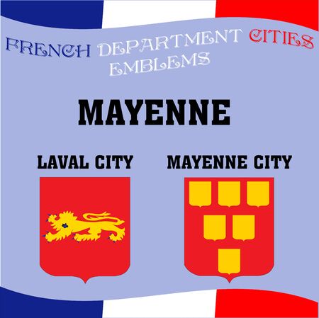 Flags and emblems of French department cities.のイラスト素材