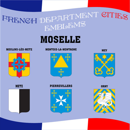 Flags and emblems of French department cities.のイラスト素材