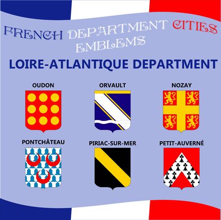 Flags and emblems of French department cities.のイラスト素材