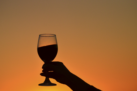 Wine glass silhouetteの写真素材
