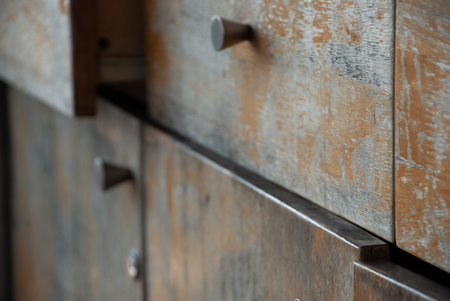 Close-up of old wooden drawersの写真素材