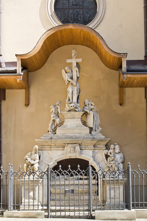 fragment of the Latin cathedral in Lviv, Ukraineの写真素材