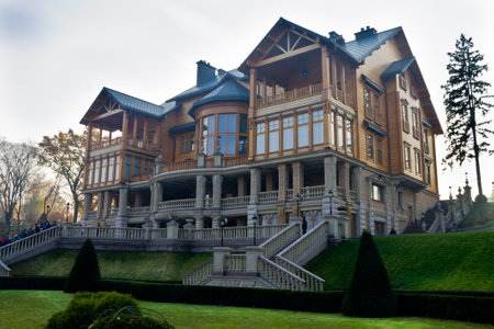 big house with stairs in Kiev parkのeditorial素材