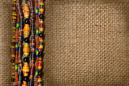 canvas texture with border of beadsの写真素材
