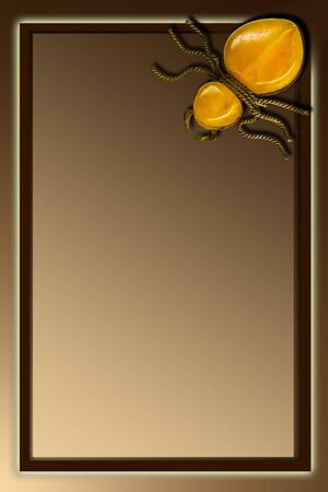 beige background with frame and amber spiderの写真素材