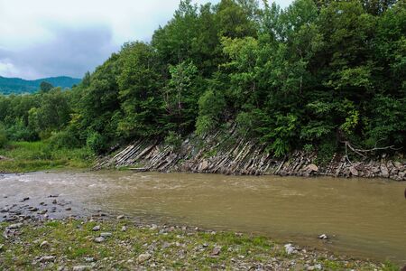 mountain river Prut in the Ukrainian Carpathians summerの写真素材