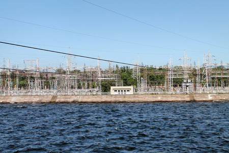 Zaporozhye hydroelectric power station on the Dnieperの写真素材
