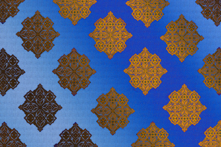 Embroidered Ukrainian pattern of blue and beige