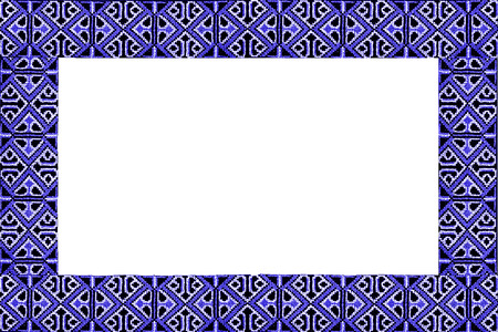 frame with a border of blue embroidered patternsの写真素材