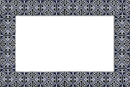 frame with a border of black-white embroidered patternsの写真素材